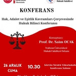 Hak, Adalet ve Eşitlik Kavramları Çerçevesinde Hukuk Bilinci Konferansı